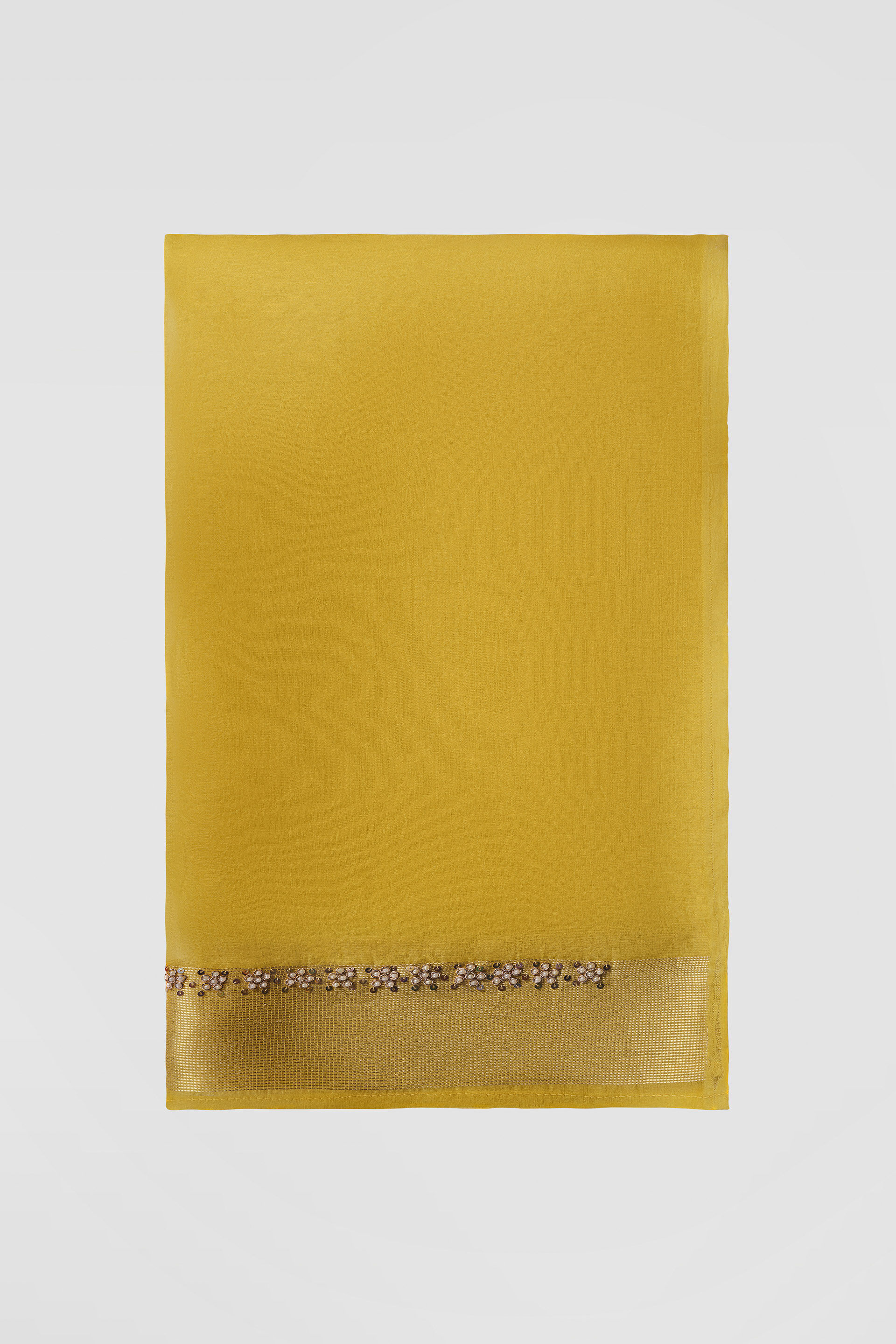Siyam Handwoven Benarasi Silk Saree, Yellow, image 12